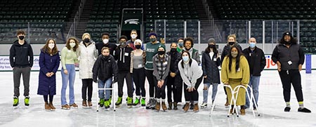 FAME students and mentors at Munn Ice Arena